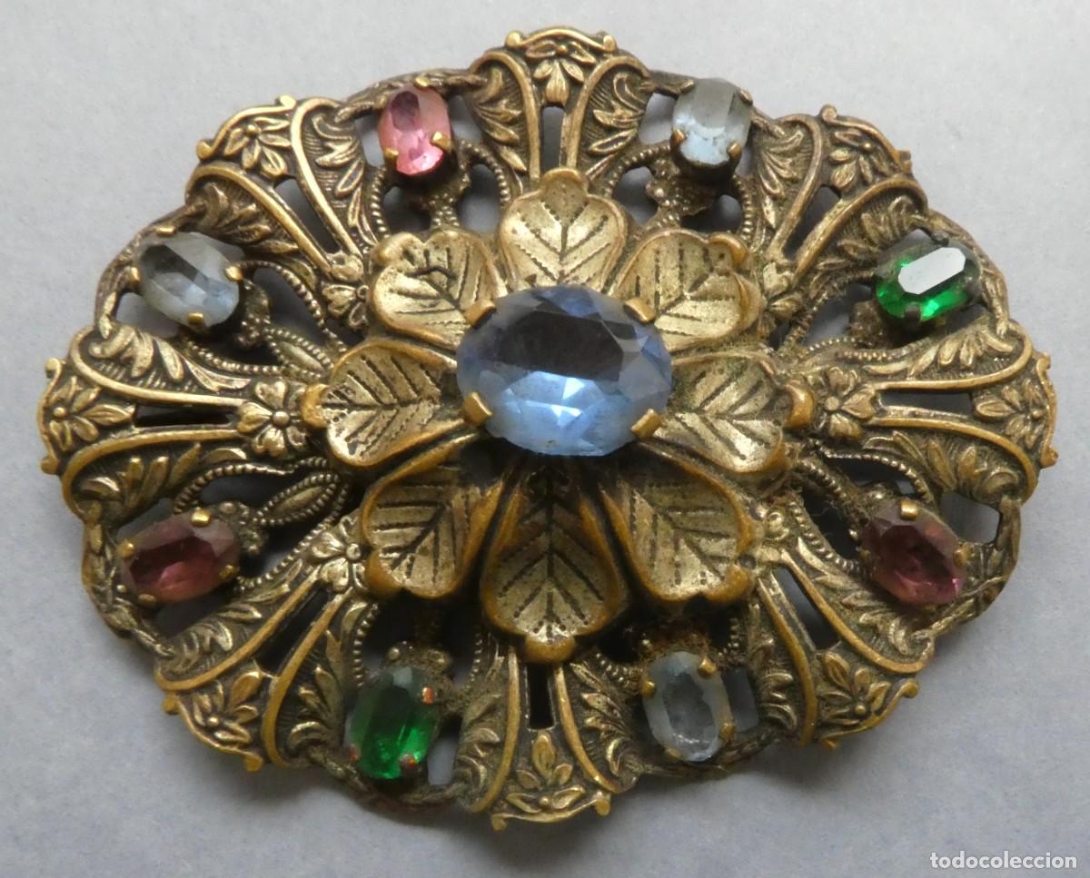 Antig&uuml;edades: ANTIGUA HEBILLA ART DECO METAL Y PIEDRAS PPIO.S.XX