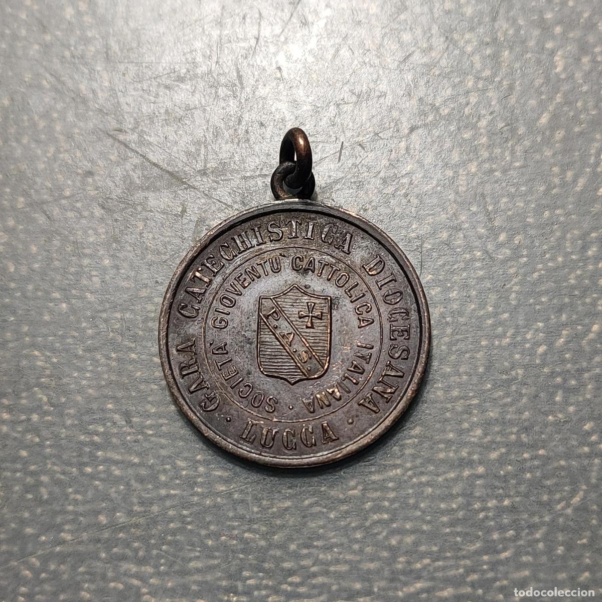 Antig&uuml;edades: MEDALLA RELIGIOSA ITALIA LUCCA JUVENTUD CATOLICA ITALIANA 3&ordm; PREMIO 29x22mm