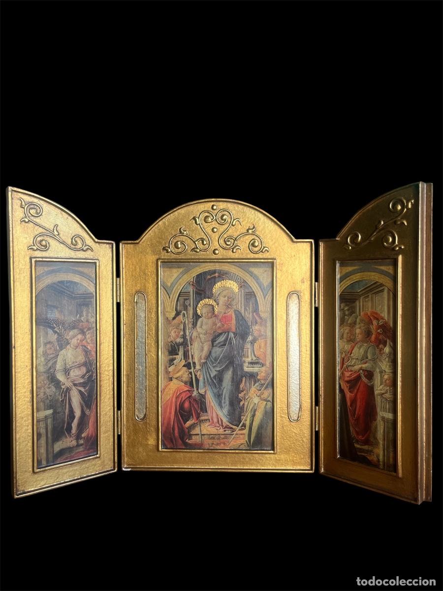 Antiques: TR&Iacute;PTICO RELIGIOSO VIRGEN MAR&Iacute;A Y NI&Ntilde;O JES&Uacute;S MEDIADOS SIGLO XX
