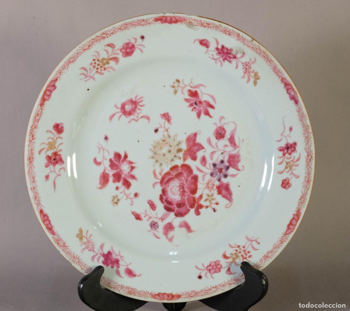 Antig&uuml;edades: PLATO EN PORCELANA COMPA&Ntilde;&Iacute;A DE &Iacute;NDIAS PINTADOS A MANO SIGLO XVIII