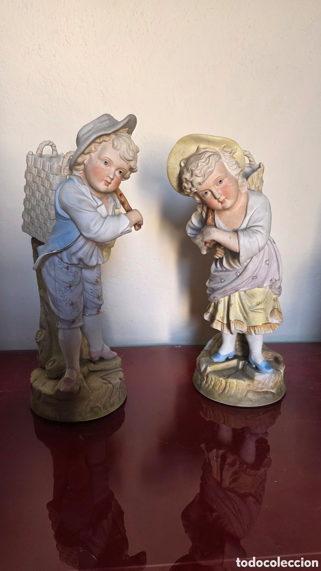 Antig&uuml;edades: Pareja figuras porcelana alemana siglo XIX