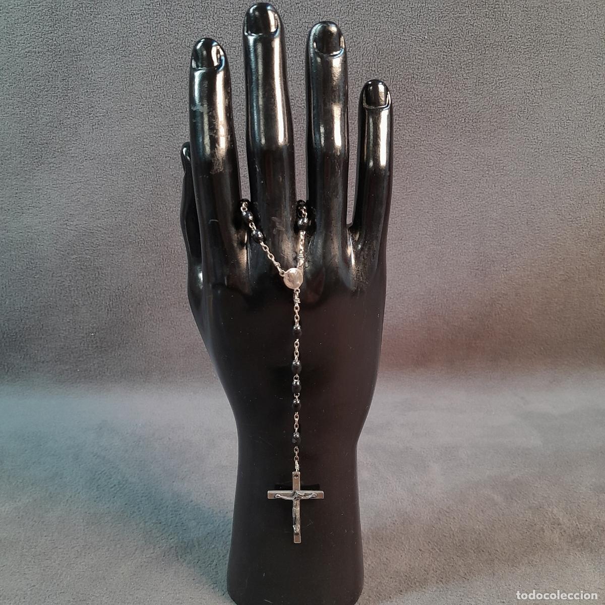 Antiquit&auml;ten: R-465.ROSARIO CON CUENTAS DE EBANO Y CRUZ DE METAL. SIGLO XX.