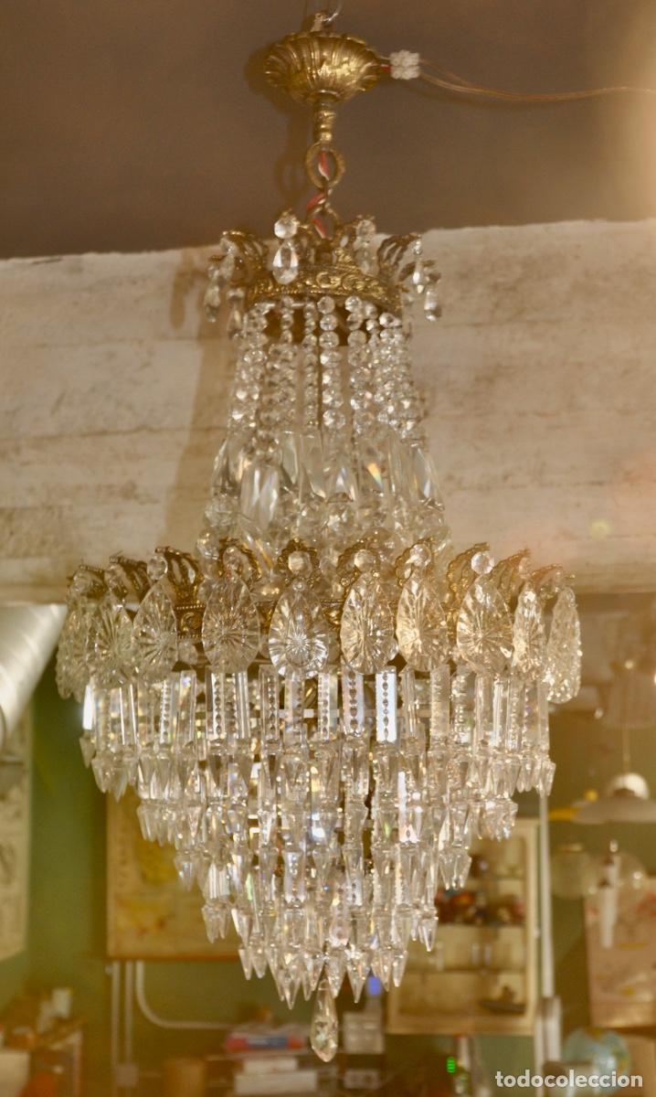 Antig&uuml;edades: L&aacute;mpara cristales de los a&ntilde;os 40