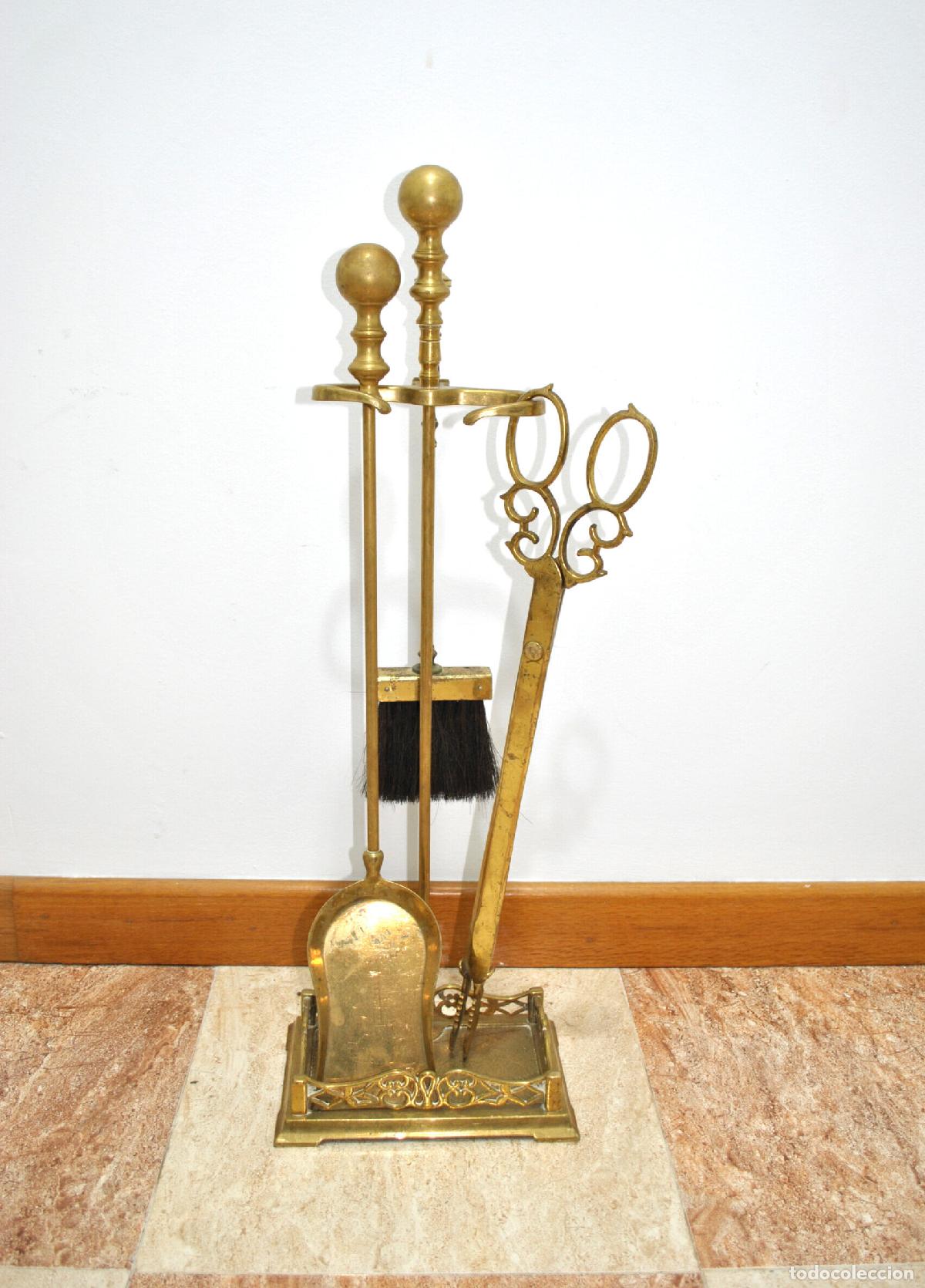Antiquit&auml;ten: Juego de chimenea utensilios bronce