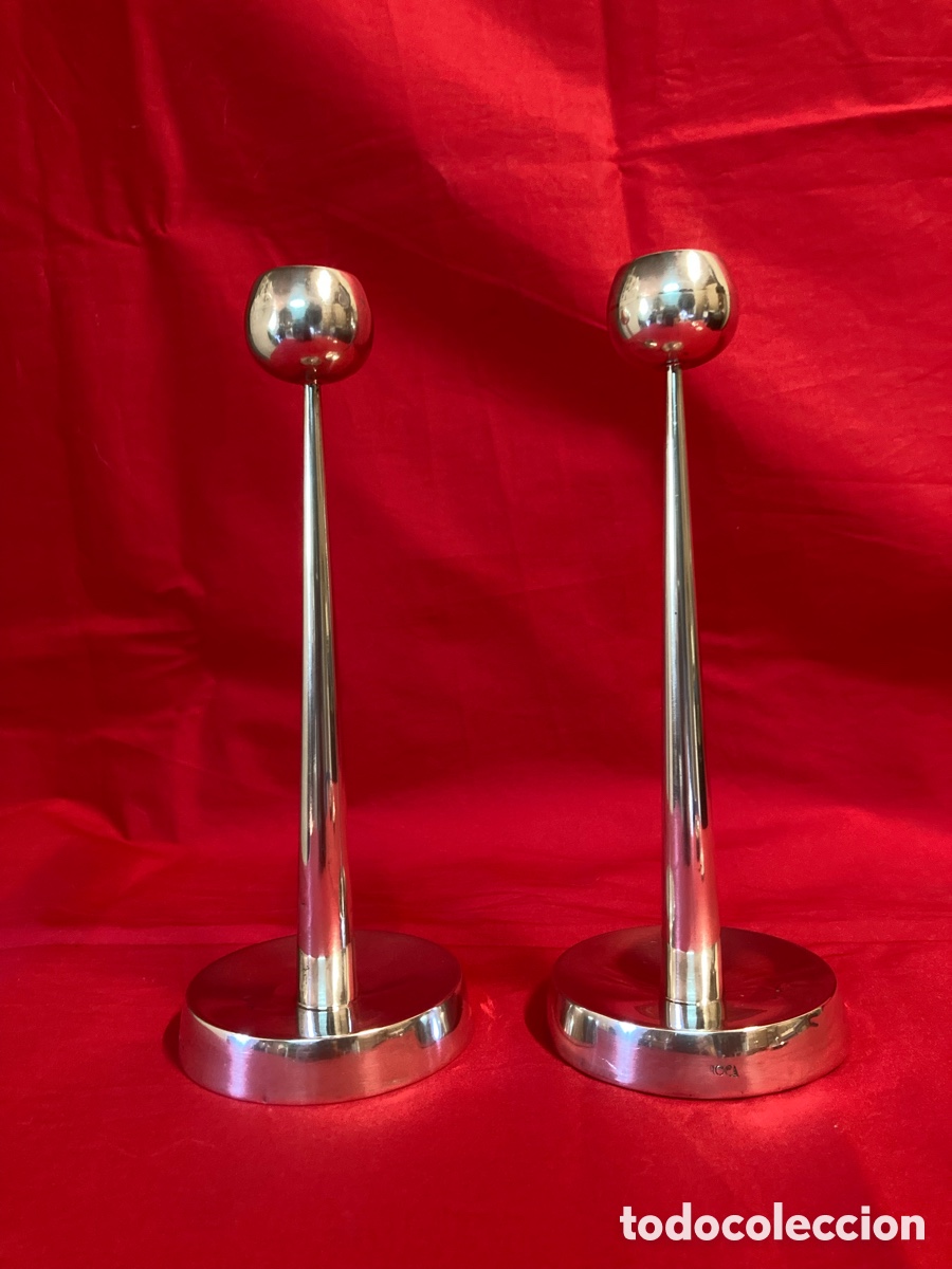 Antig&uuml;edades: EXCLUSIVA PAREJA DE CANDELABROS DE PLATA por J.Roca