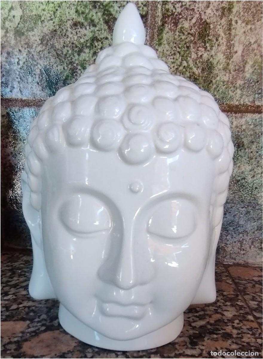 Antig&uuml;edades: CABEZA DE BUDA EN PORCELANA BLANCA MIDE 22 CM DE ALTURA POR 15 DE DI&Aacute;METRO