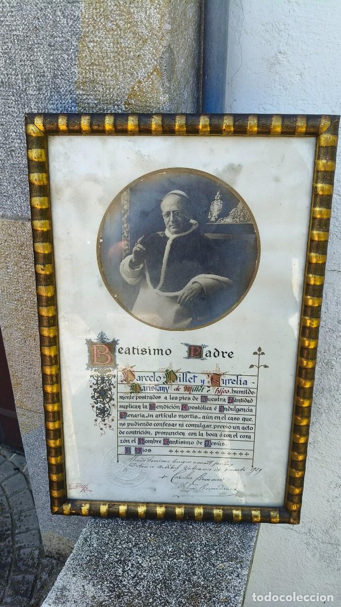Antig&uuml;edades: Cadre 1929 b&eacute;n&eacute;dictions papale original d &eacute;poque