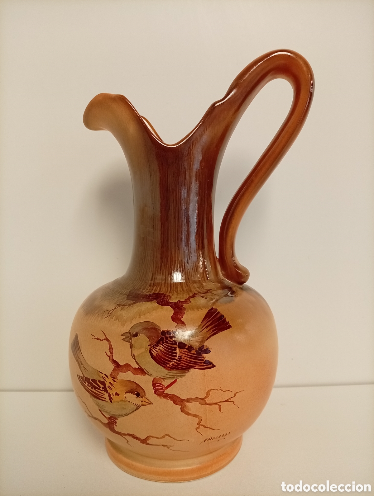 Antig&uuml;edades: JARRA DE CERAMICA ANTIGUA CON PAJAROS