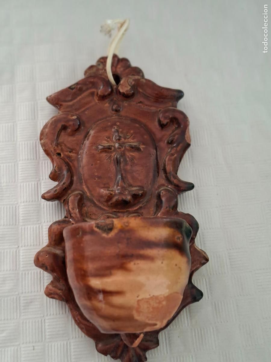 Antig&uuml;edades: PIQUETA DE TERRACOTA CATALANA CARLOS IV BENDITERA ORIGINAL