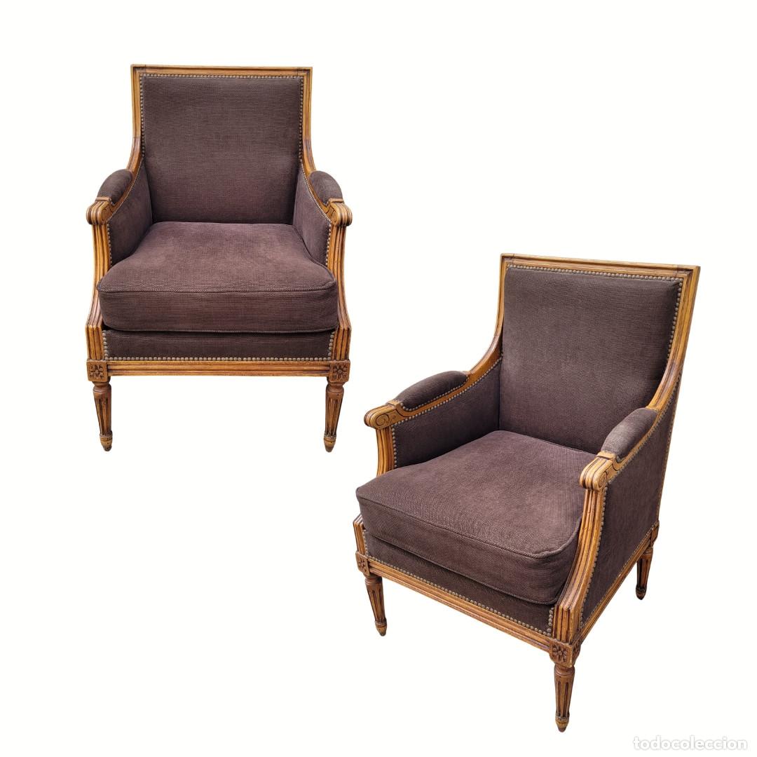 Antig&uuml;edades: Pareja sillones estilo Luis XVI, &eacute;poca Napole&oacute;n III, s. XIX &ndash; Francia