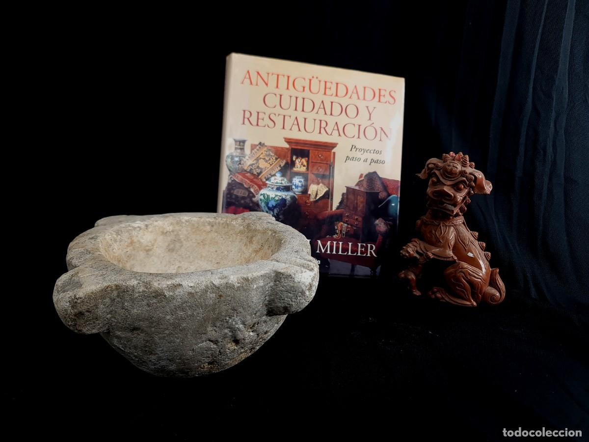 Antig&uuml;edades: Antiguo Mortero de Piedra Natural &ndash; 25 cm &ndash; Pieza R&uacute;stica con Historia y P&aacute;tina Original