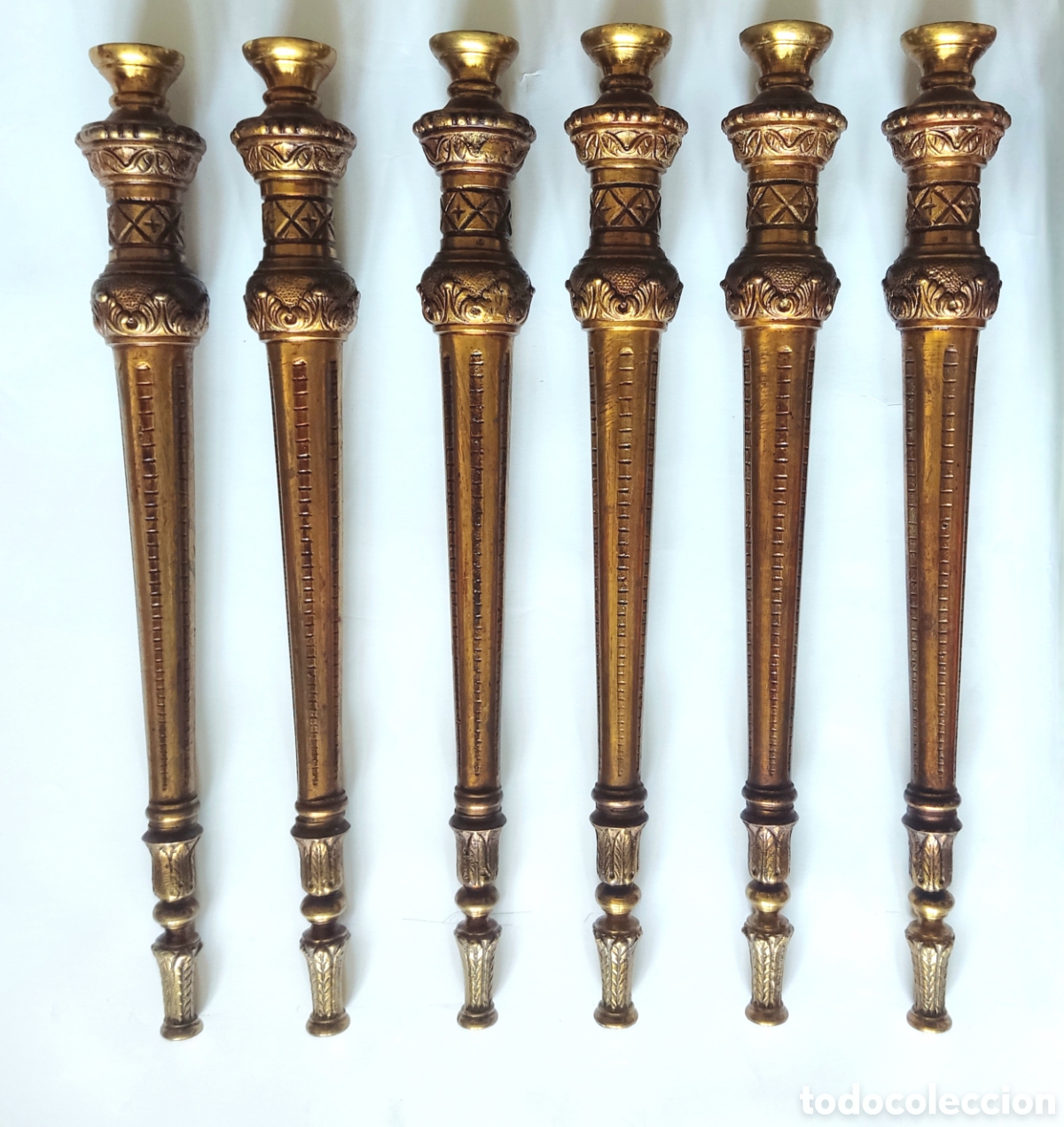 Oggetti Antichi: 6 PATAS DE BRONCE PARA MESA - 35CM - PRECIOSAS