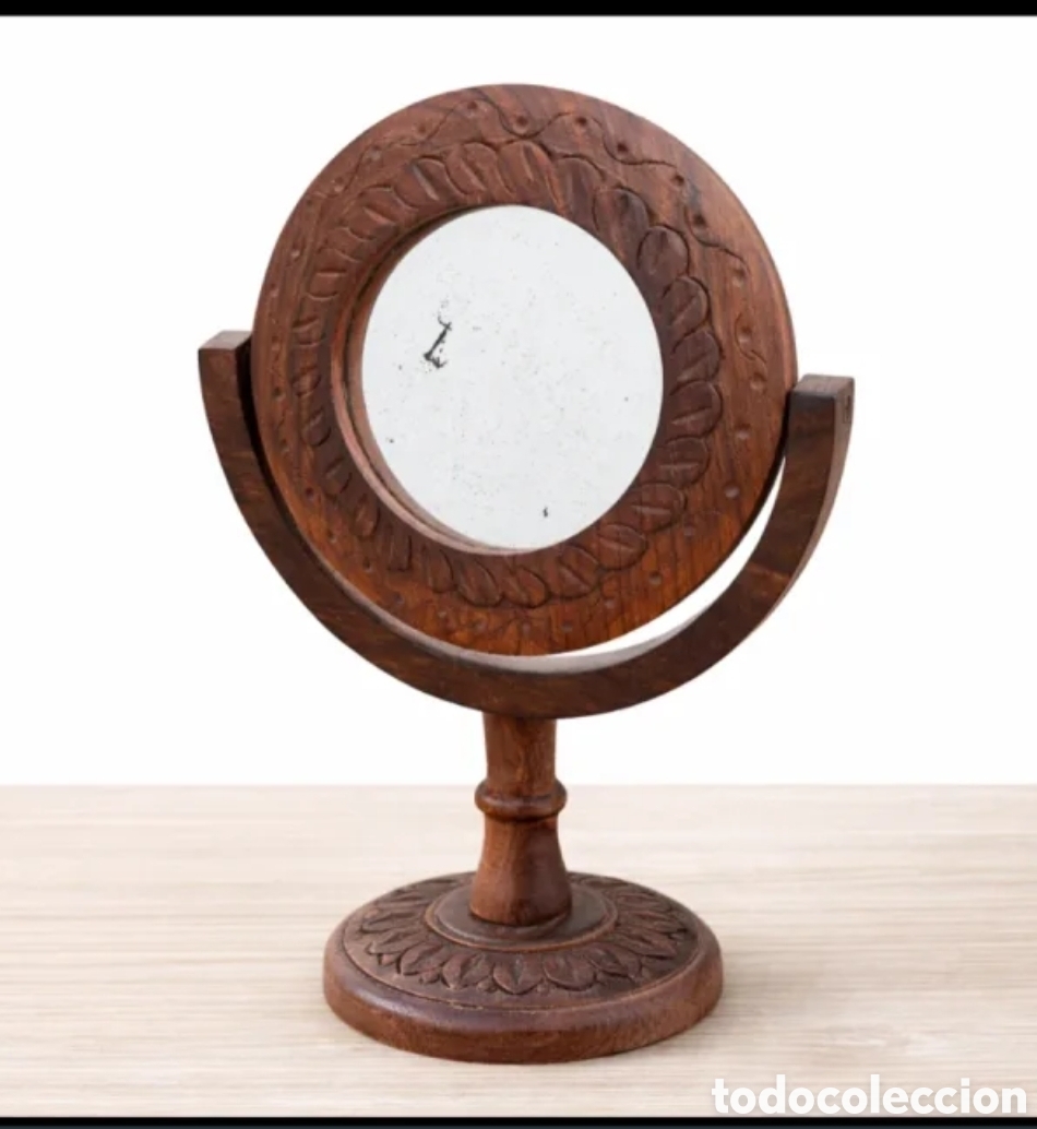 Antig&uuml;edades: Espejo vintage a&ntilde;os 70 de madera tallada &ndash; Handmade in India, 28