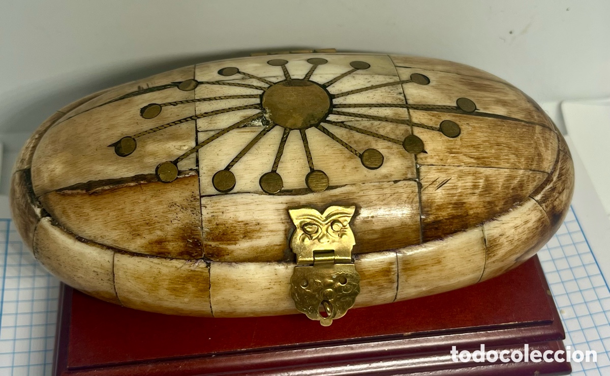 Antig&uuml;edades: CAJA DE HUESO CON BRONCE ANTIGUA - Foto 3