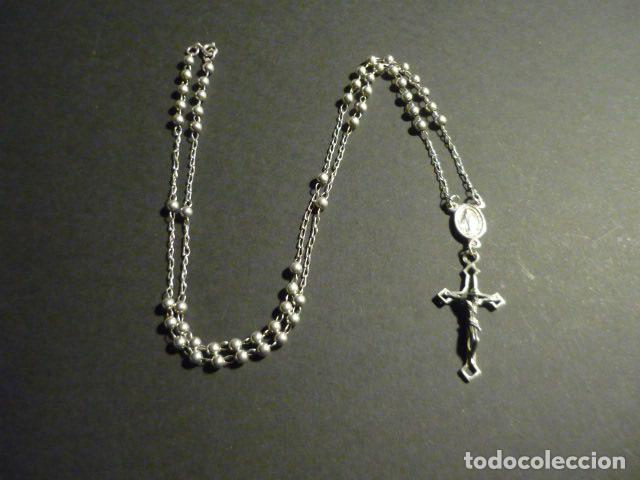 Antig&uuml;edades: ROSARIO EN PLATA NUESTRA SE&Ntilde;ORA DE LA MEDALLA MILAGROSA 32 CM