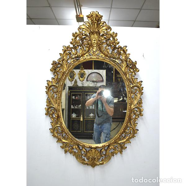 Antig&uuml;edades: Gran espejo barroco tallado oro