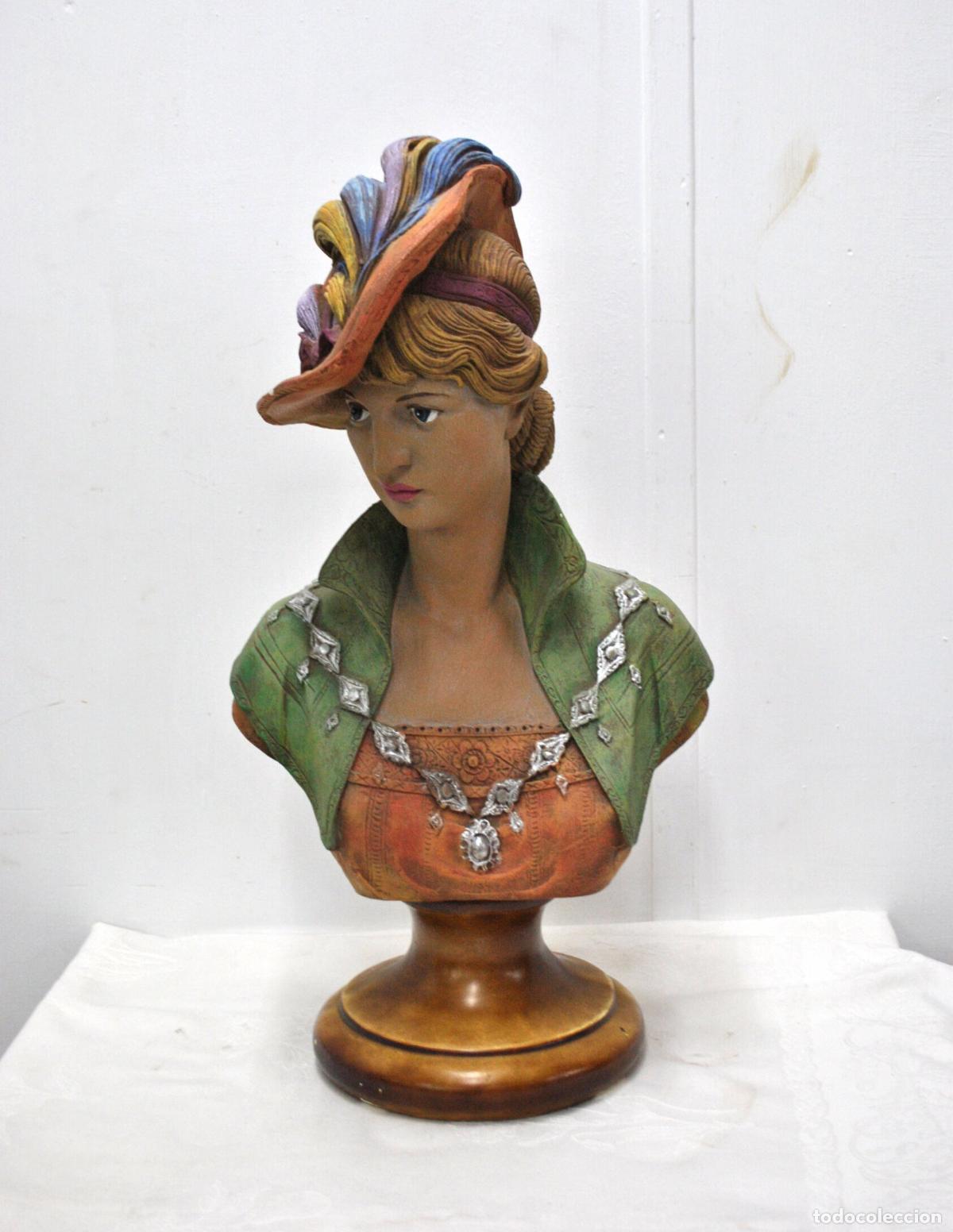 Antig&uuml;edades: Busto escayola dama victoriana