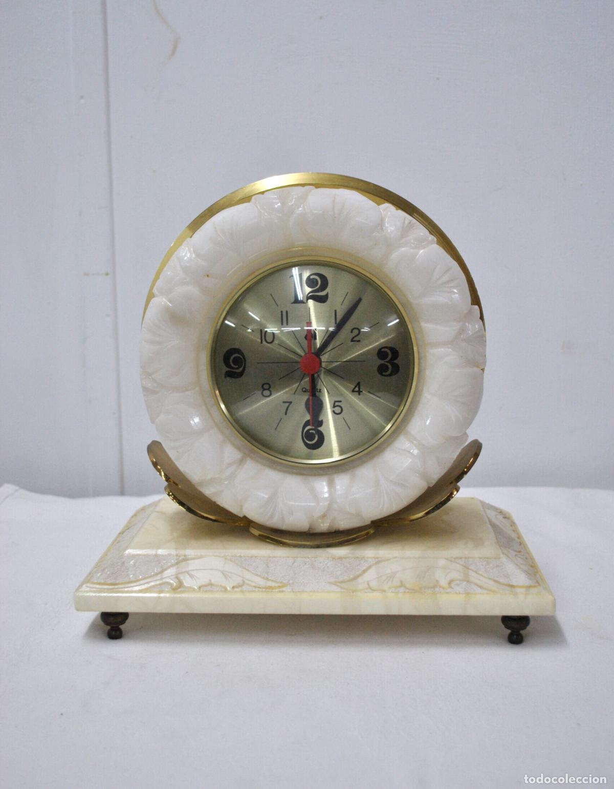 Antig&uuml;edades: Reloj de mesa alabastro