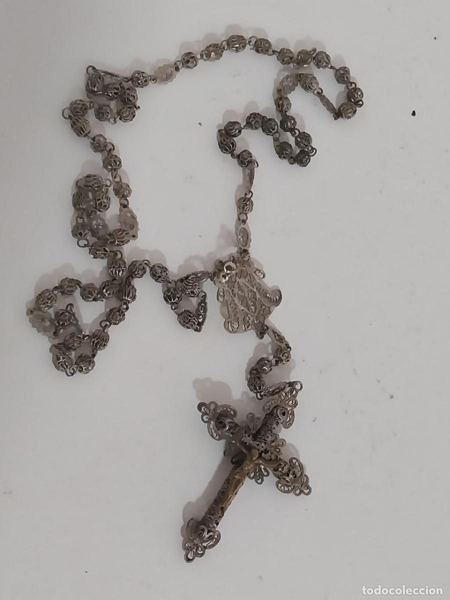 Antig&uuml;edades: Rosario Antiguo Filigrana PLATA De Ley S.XX (50cm)