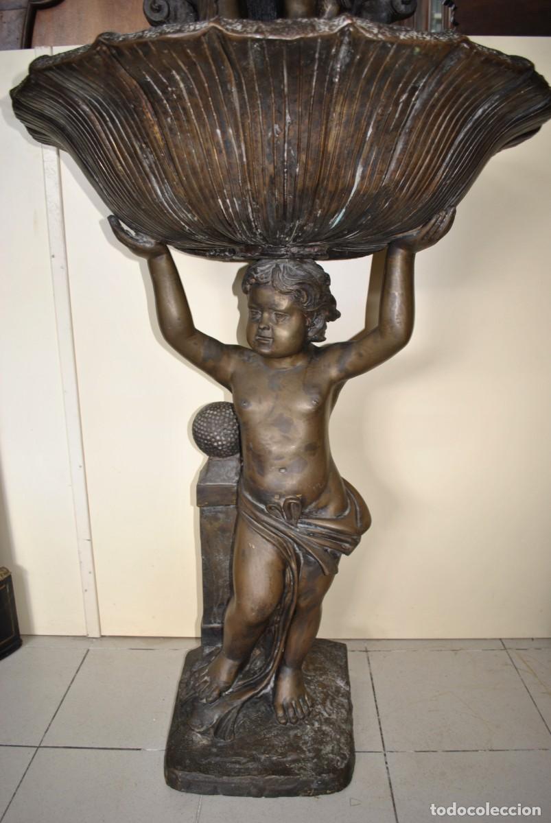 Antig&uuml;edades: Gran fuente escult&oacute;rica de bronce con querubines - Foto 5