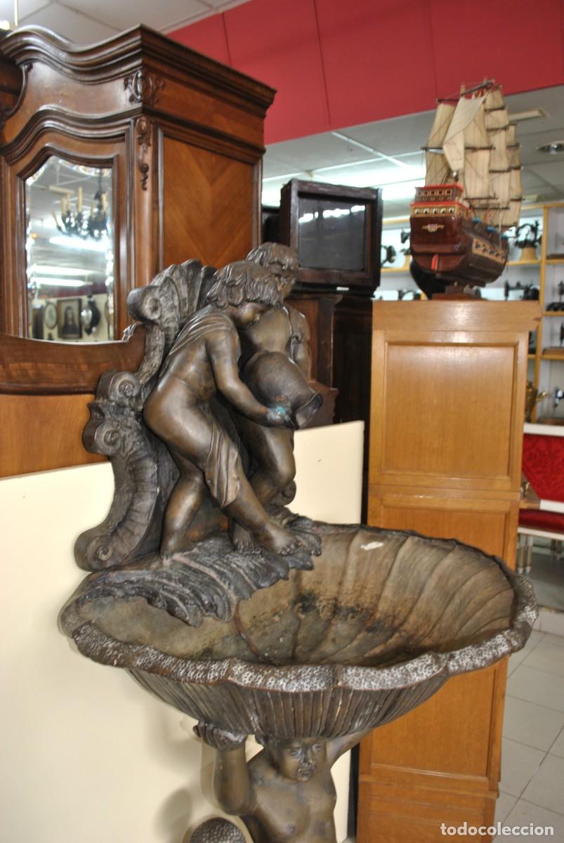 Antig&uuml;edades: Gran fuente escult&oacute;rica de bronce con querubines - Foto 7