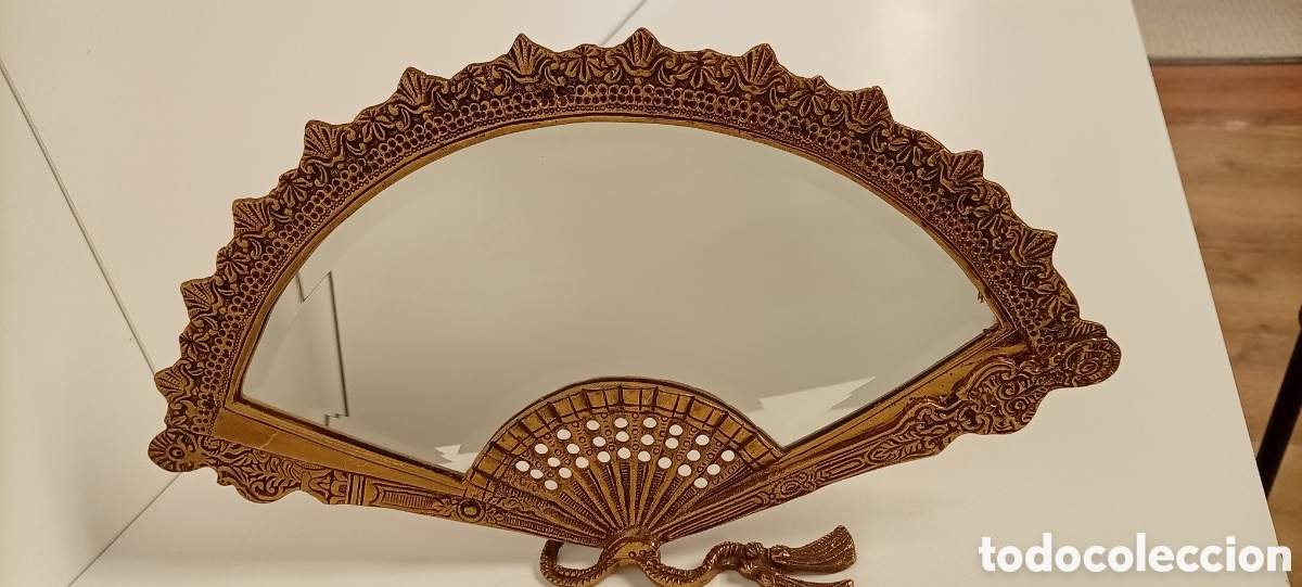 Antig&uuml;edades: ESPEJO ABANICO BRONCE/DORADO DECORATIVO