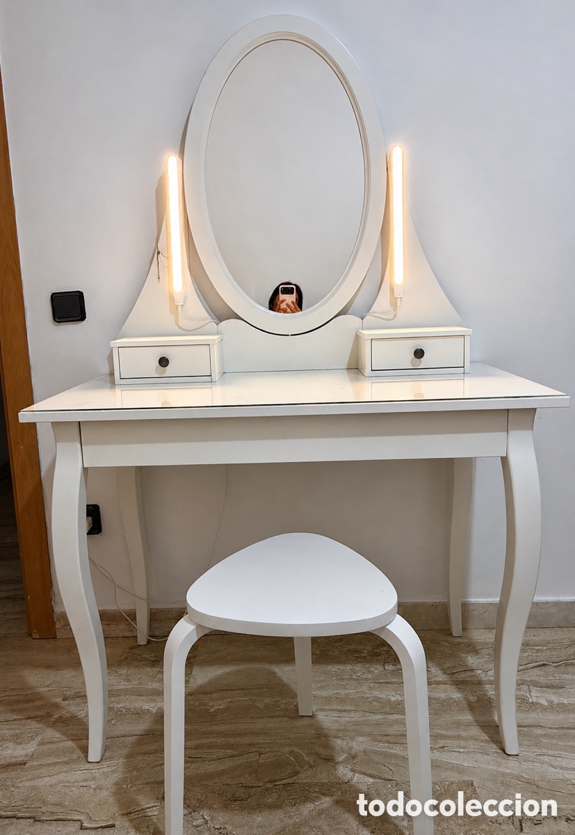 Antig&uuml;edades: HEMNES Tocador IKEA blanco con espejo y taburete&rdquo; - Foto 3