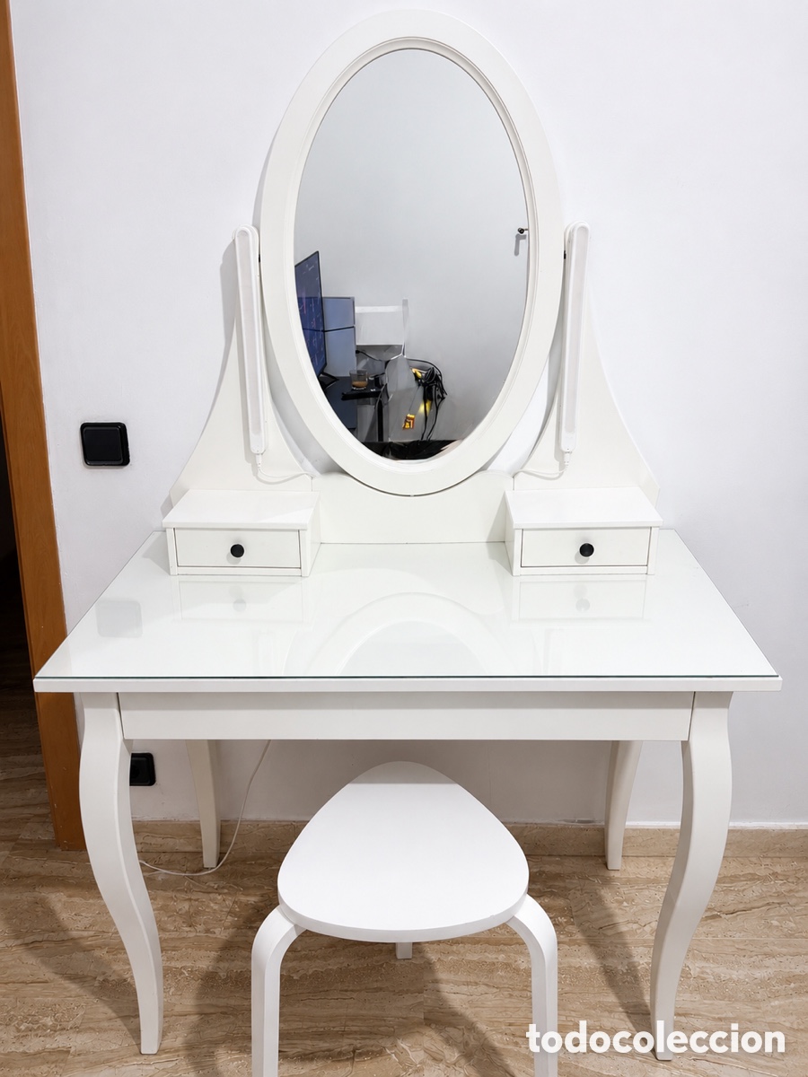 Antig&uuml;edades: HEMNES Tocador IKEA blanco con espejo y taburete&rdquo; - Foto 4
