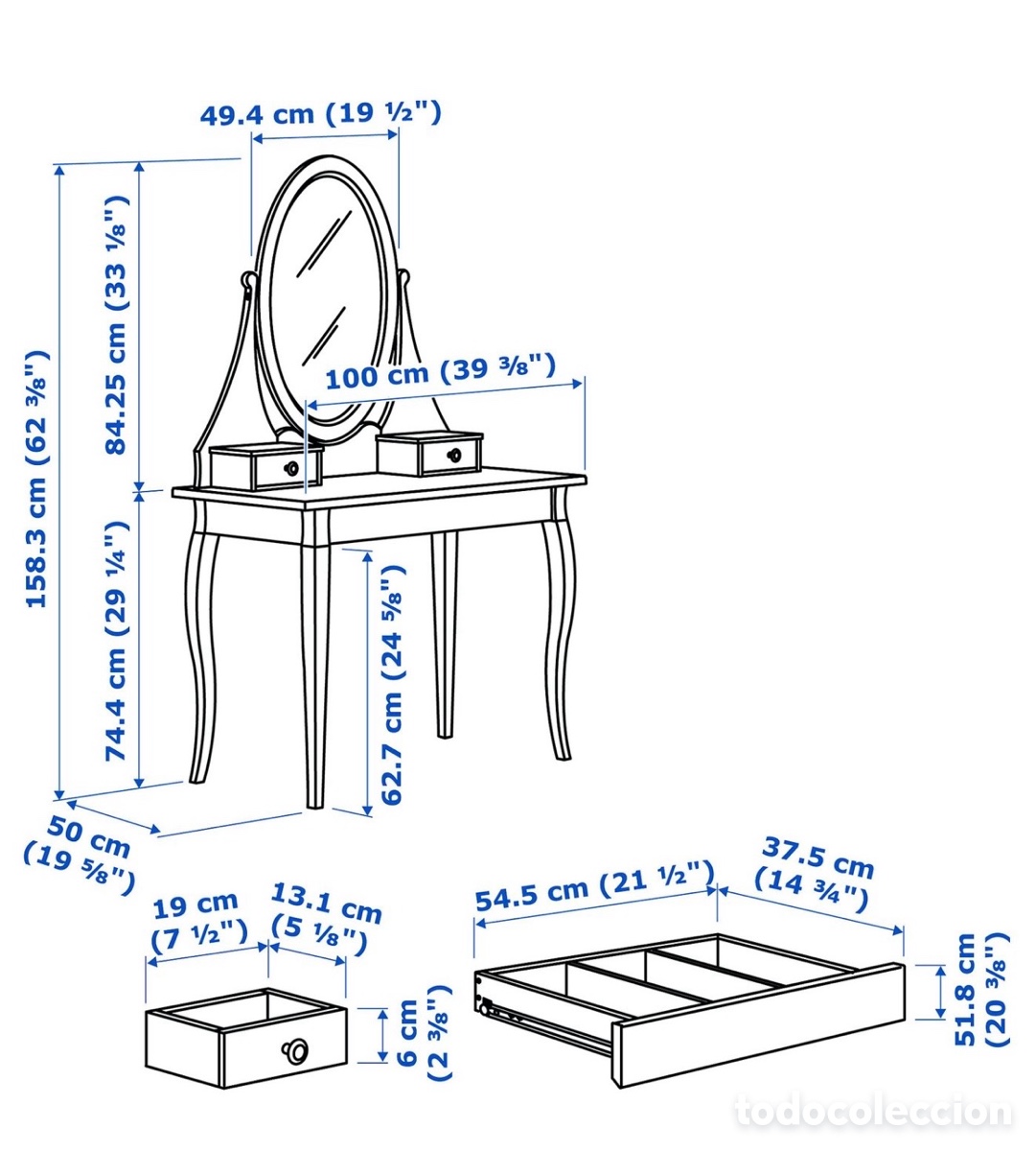 Antig&uuml;edades: HEMNES Tocador IKEA blanco con espejo y taburete&rdquo; - Foto 7