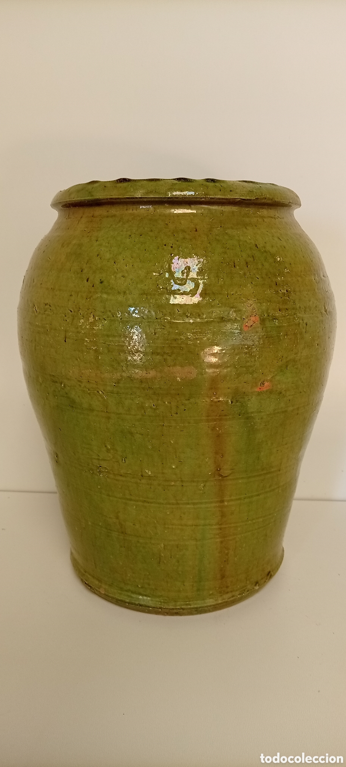 Antig&uuml;edades: VASIJA DE GRES ANTIGUA VERDE