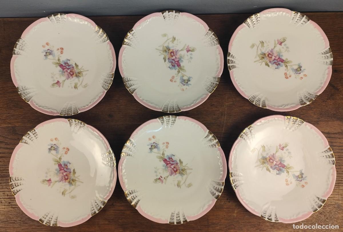 Antig&uuml;edades: Juego de 6 platos de porcelana Weimar Germany, ca. 1950&ndash;1975