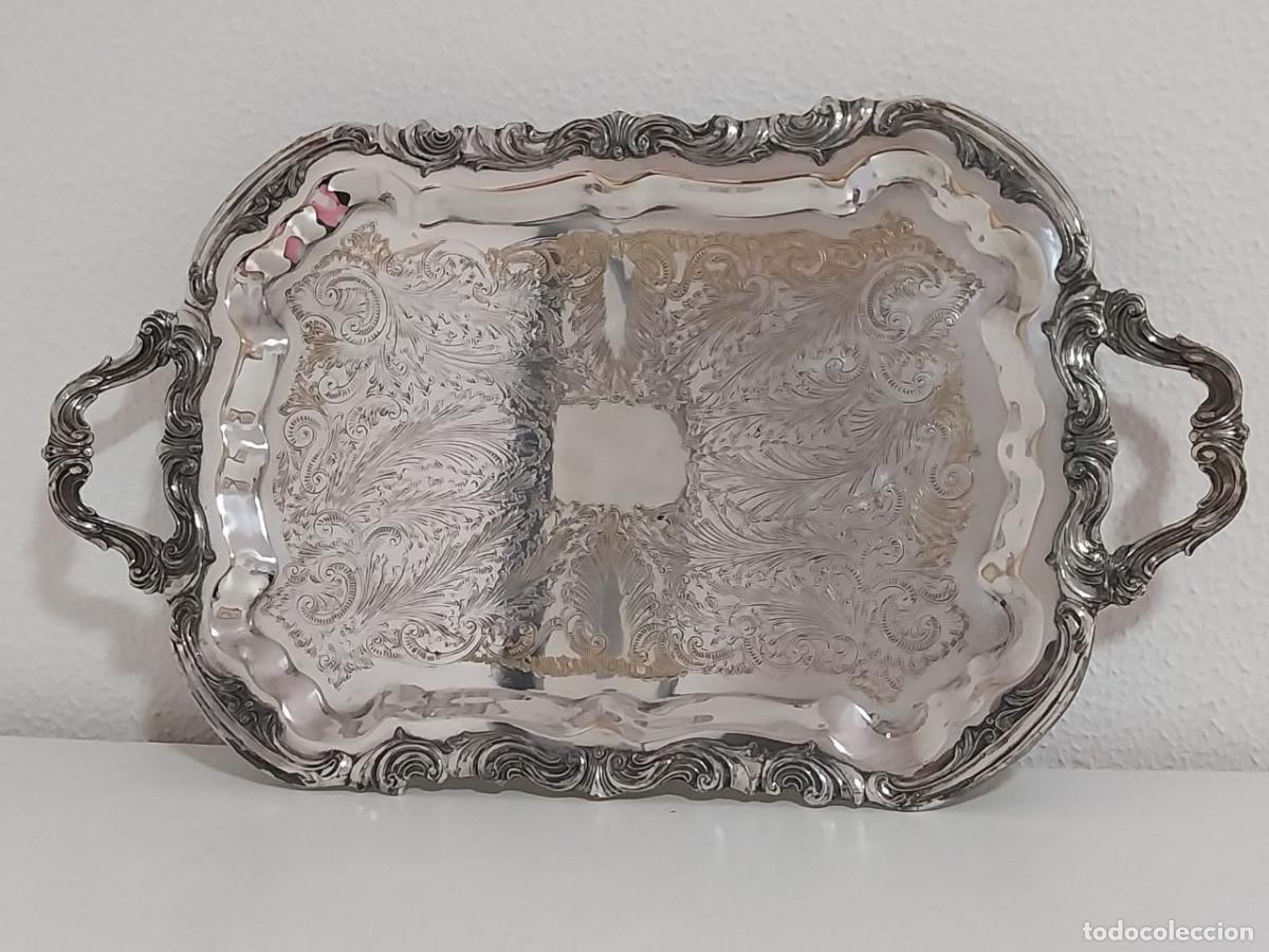Antig&uuml;edades: Gran Bandeja F.B. ROGERS Silver Co. Con Patas S.XX (63x36cm) 3,3kg