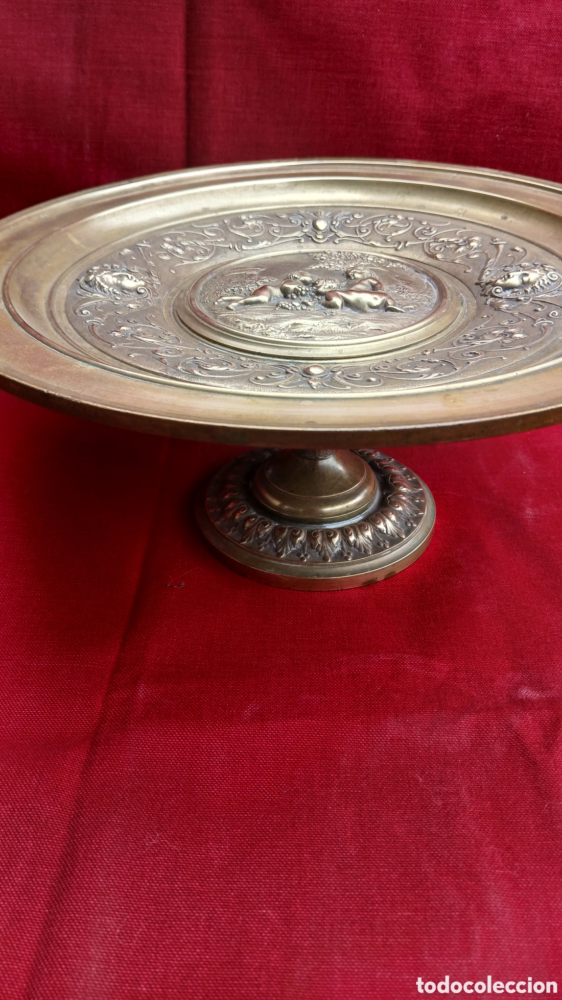 Antiguidades: Grande coupe sur pied centre de table vide poche bronze 19&egrave;me