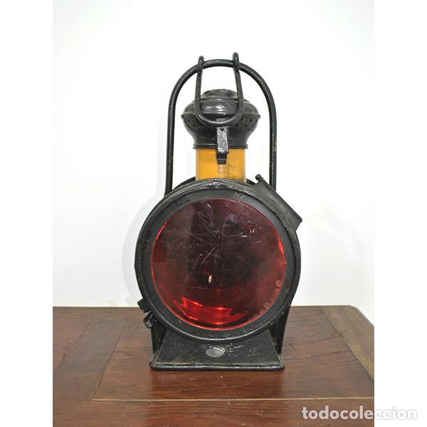 Antig&uuml;edades: Farol ferroviario de se&ntilde;alizaci&oacute;n con cristal rojo