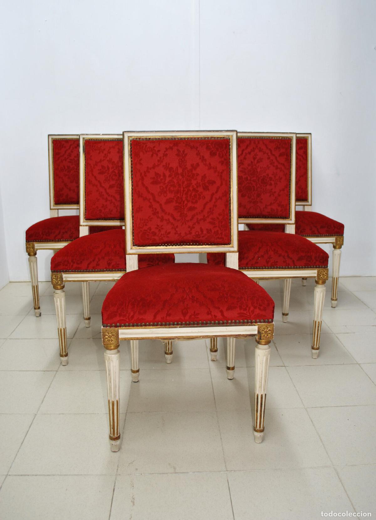 Antig&uuml;edades: Conjunto 6 sillas estilo Luis XVI