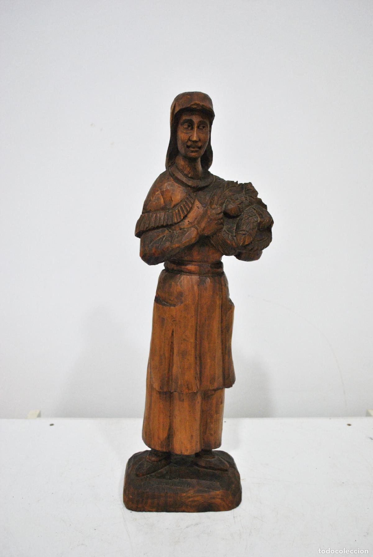 Antig&uuml;edades: Figura madera tallada campesina - Foto 2
