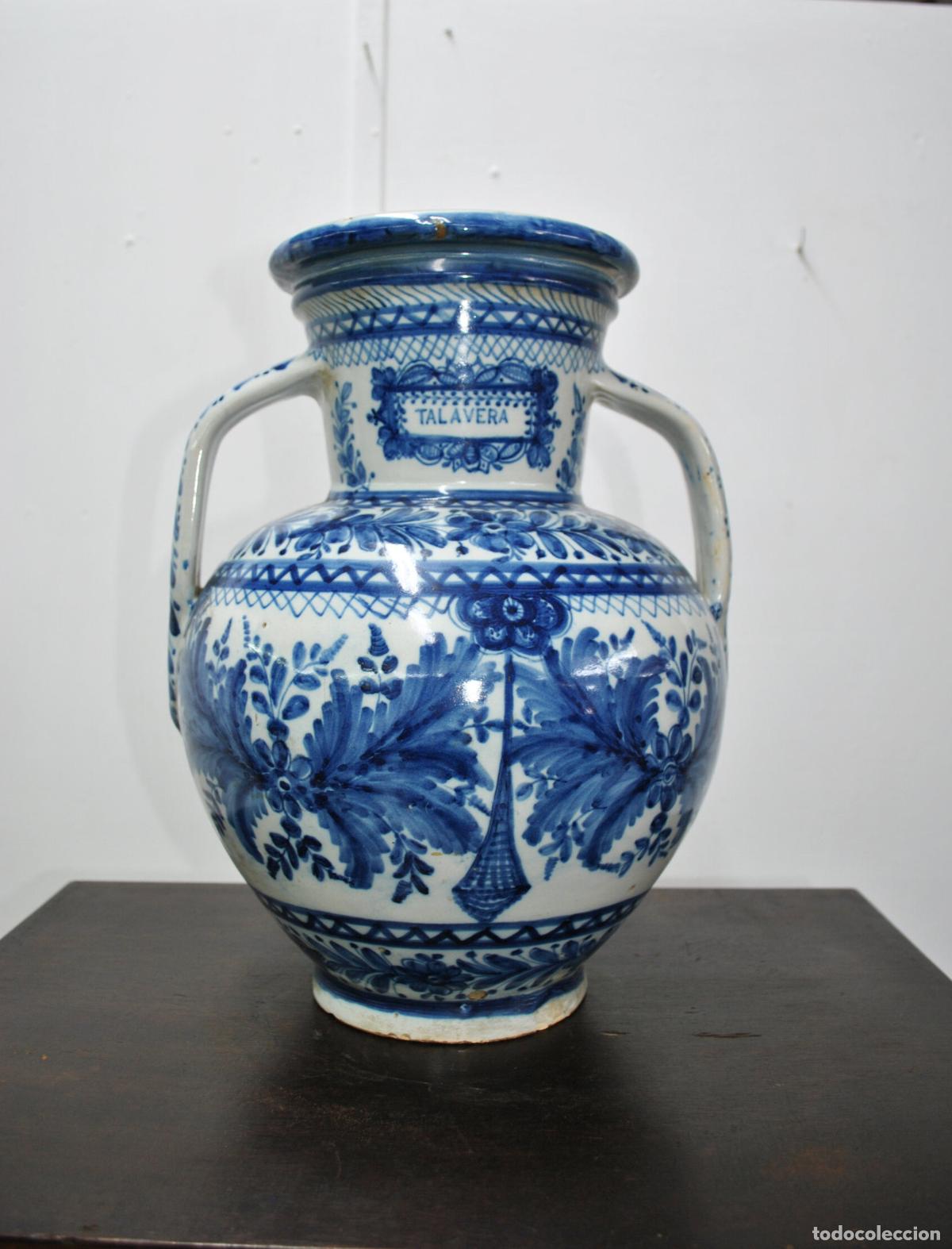 Antiquit&eacute;s: Gran jarr&oacute;n de Cer&aacute;mica Talavera azul