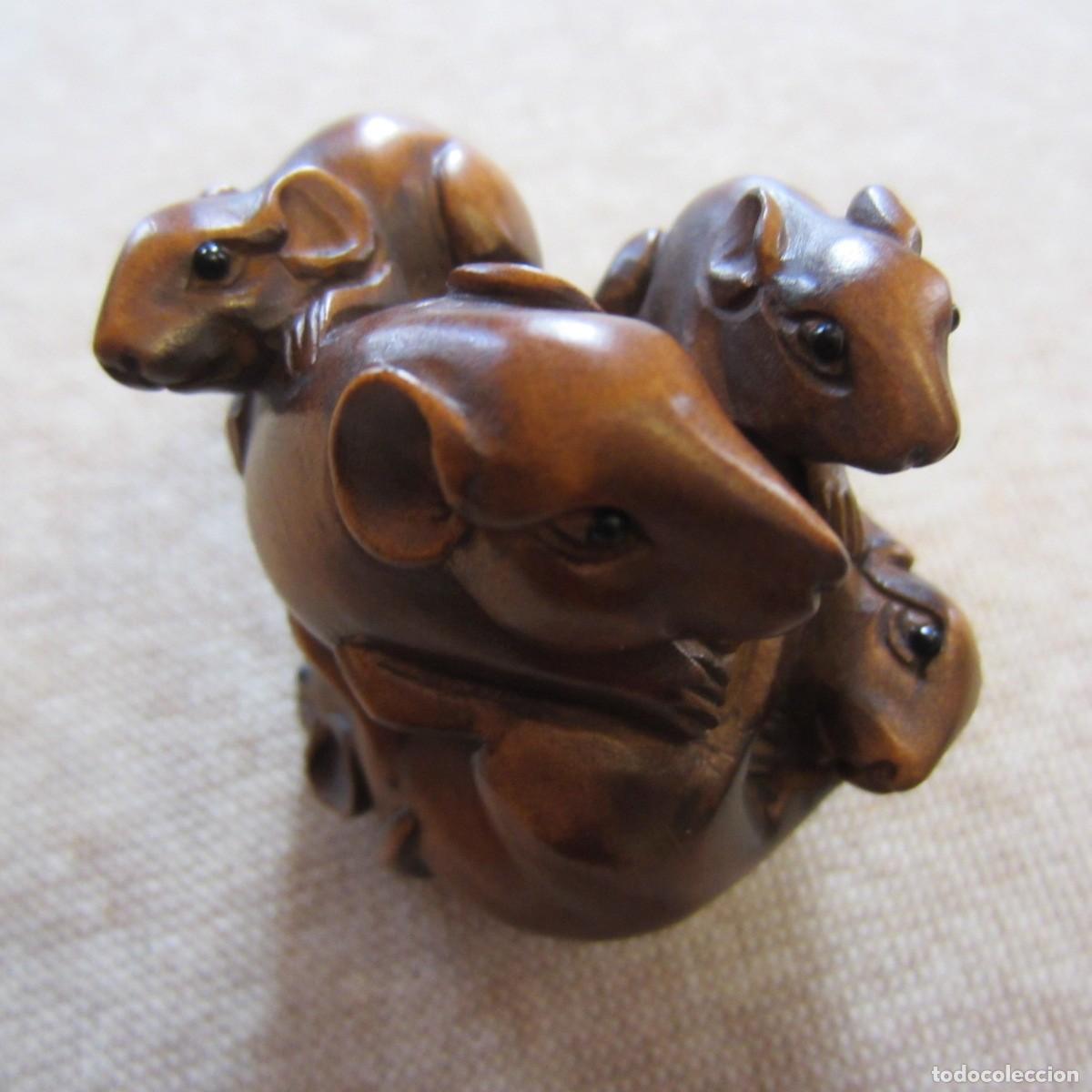 Antig&uuml;edades: Antiguo netsuke familia de ratones