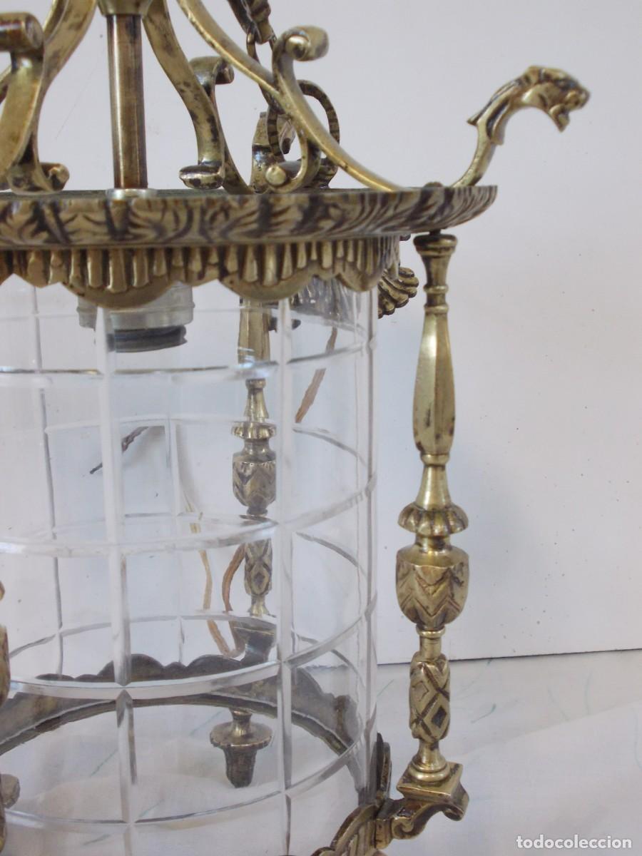 Antig&uuml;edades: Antiguo Farol de bronce con cristal curvo - Foto 10