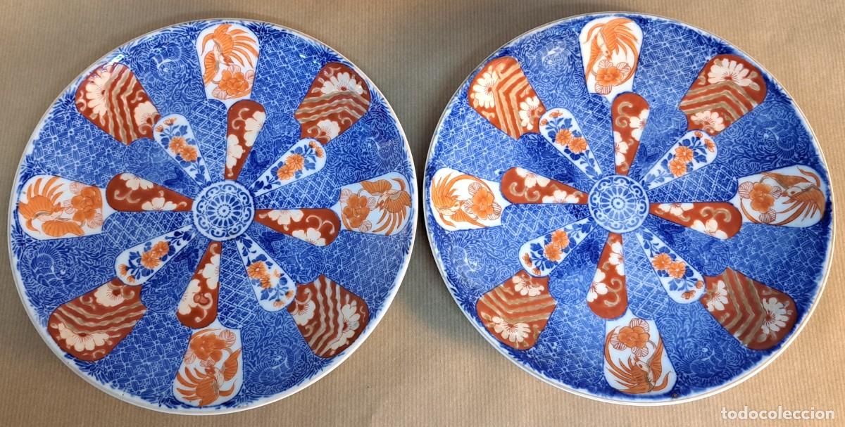 Antiquit&eacute;s: Pareja de platos de porcelana japonesa Imar, principios S. XX