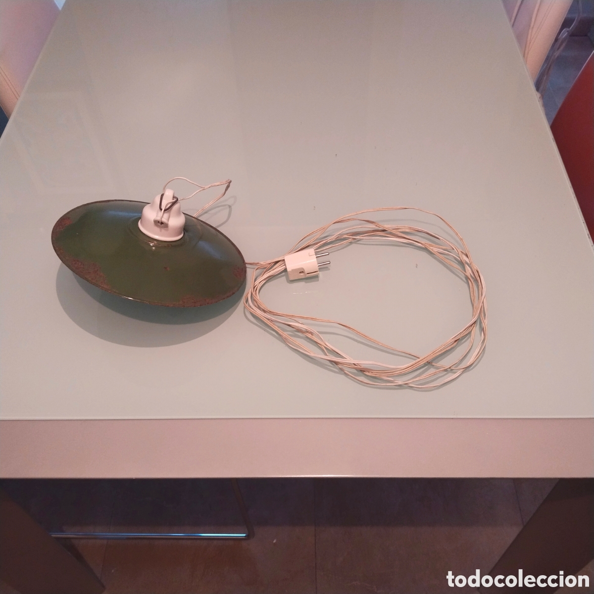 Antig&uuml;edades: L&aacute;mpara industrial y l&aacute;mpara de esmalte - Foto 7