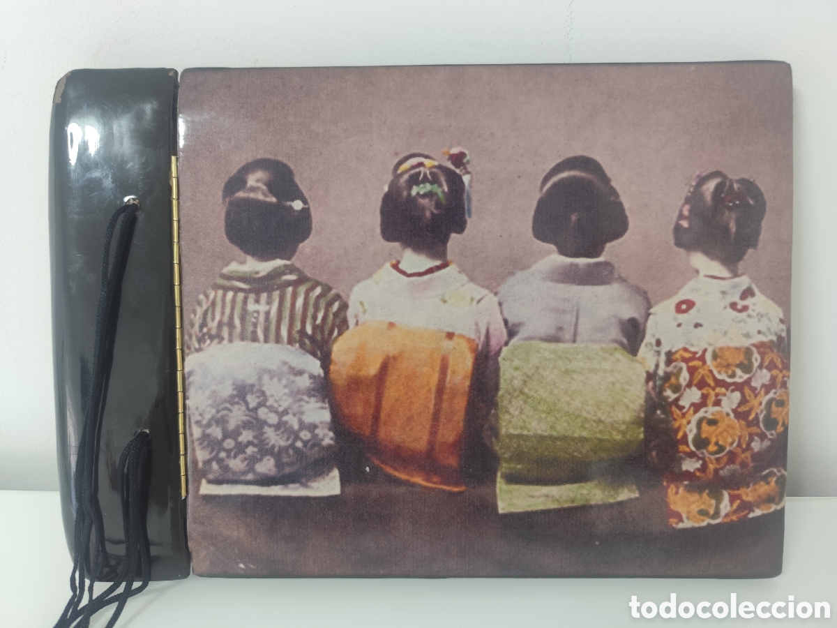 Antig&uuml;edades: ANTIGUO ALBUM DE FOTOS DE MADERA LACADA CON BISABRA