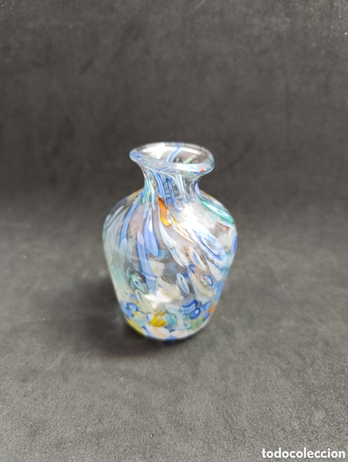 Antig&uuml;edades: JARRON VIOLETERO DE CRISTAL.WN TONOS AZULES Y VERDES.