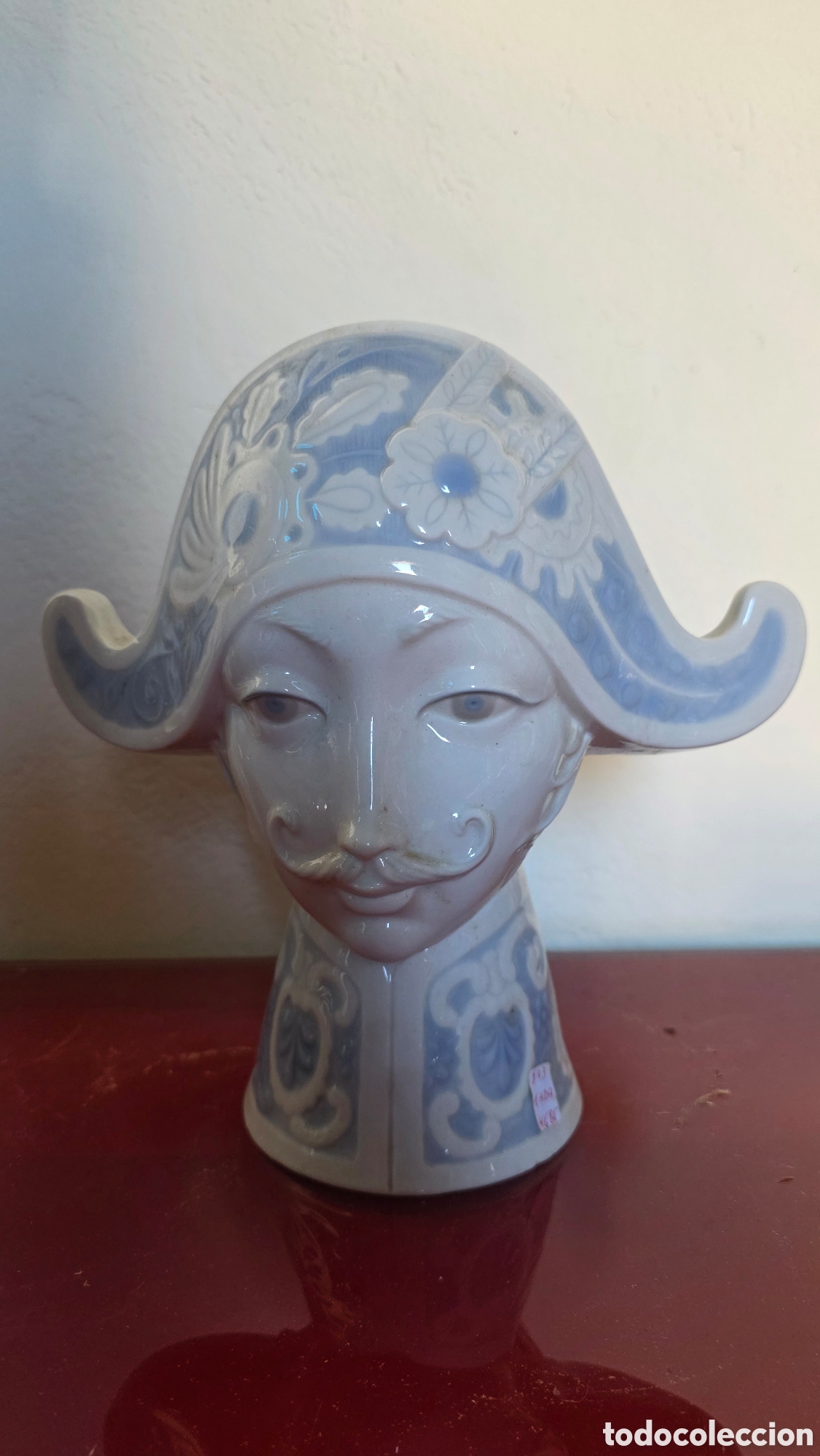 Antig&uuml;edades: Figura porcelana lladro cabeza tricornio