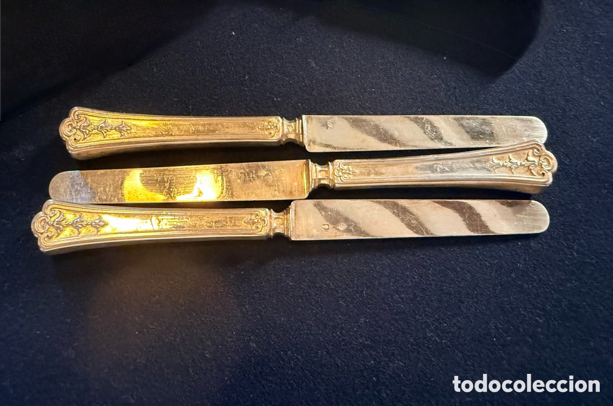 Antiquit&eacute;s: 3 cuchillos de plata , Francia, 1838-1878
