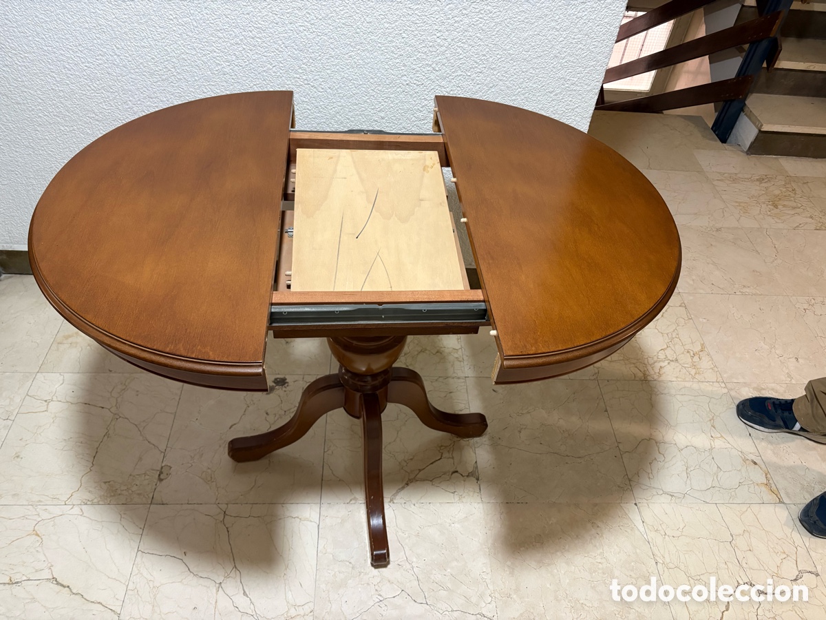 Antig&uuml;edades: Mesa extensible madera de nogal. Pata central. ASM - Foto 6