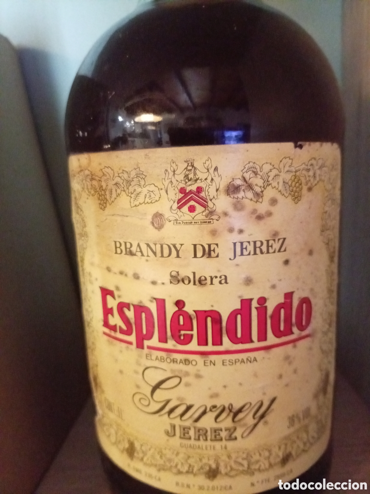 Antig&uuml;edades: Botella antigua de brandy de jerez