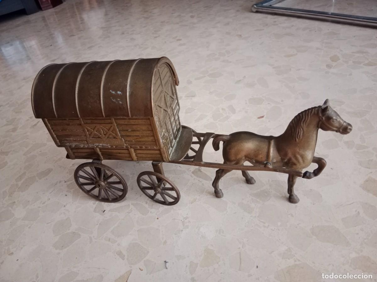 Antig&uuml;edades: PRECIOSO CARRO / TARTANA TIRADO A CABALLO EN ARTESANIA DE BRONCE - CAJA JOYERO O CIGARRERA ABATIBLE
