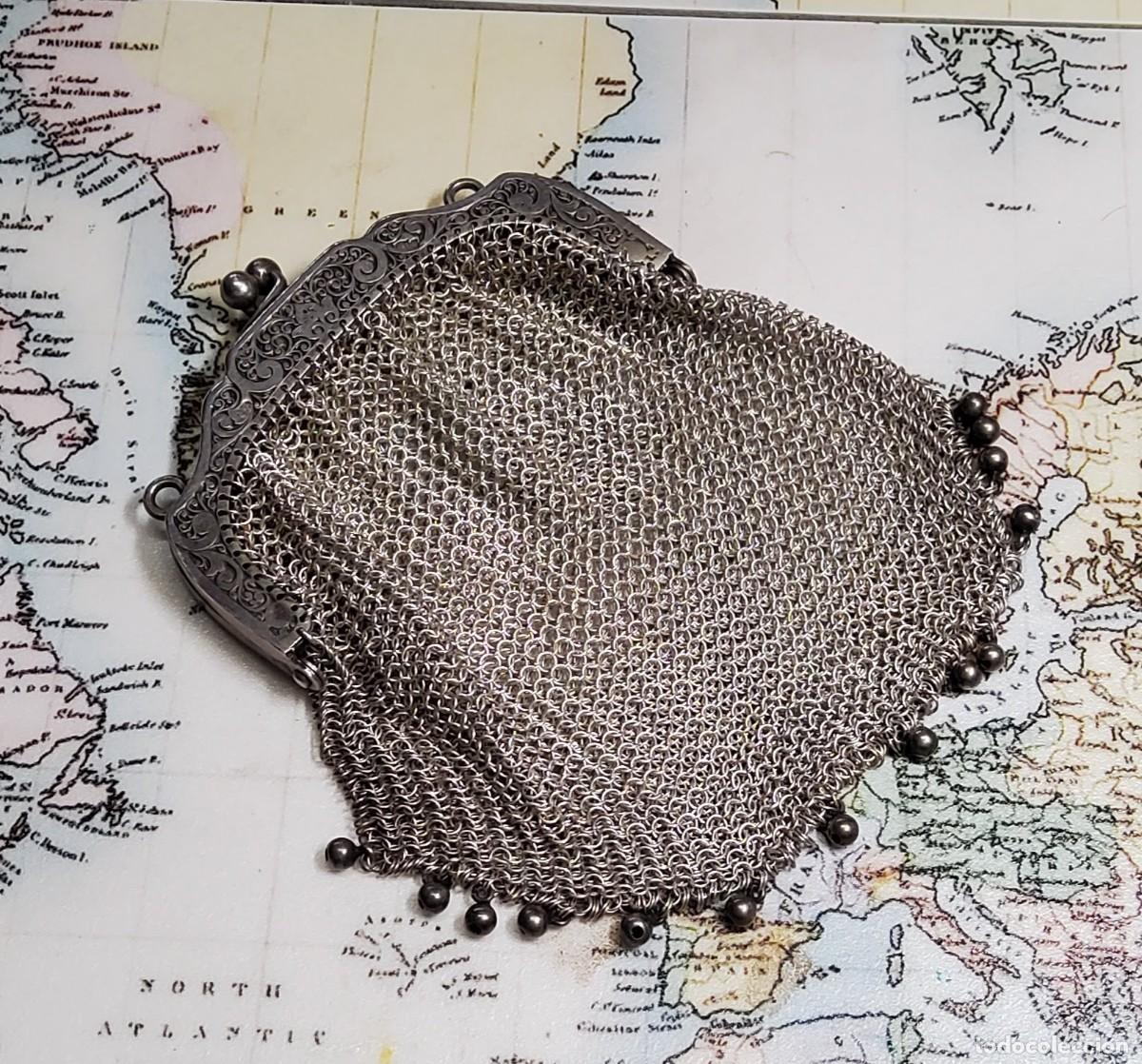 Antig&uuml;edades: BOLSO MONEDERO DE PLATA MACIZA DE INGLATERRA A&Ntilde;OS 1920-1930.PLATA DE LEY 925..LUJO