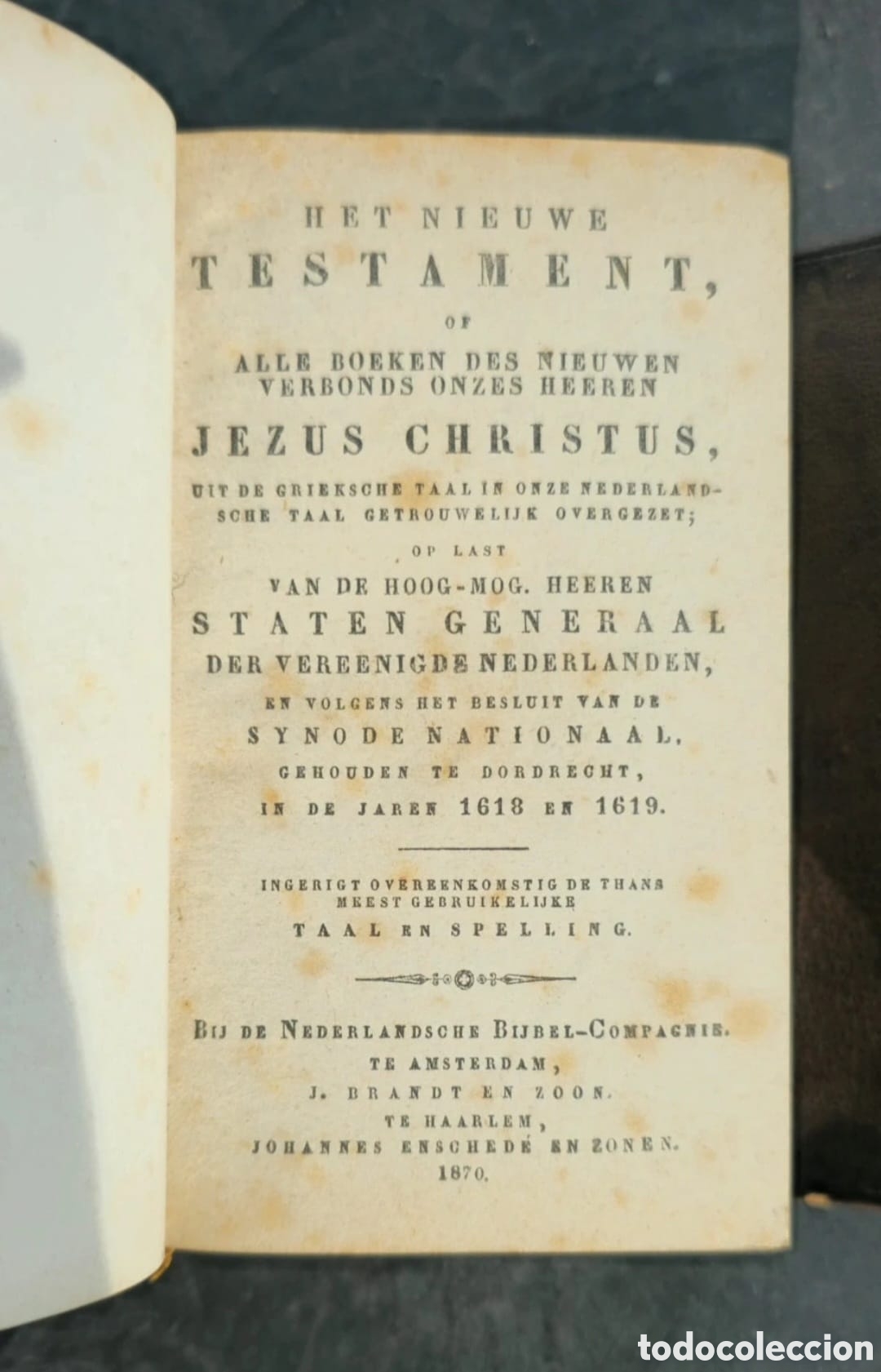 Antig&uuml;edades: Nuevo testamento 1870. Neerland&eacute;s